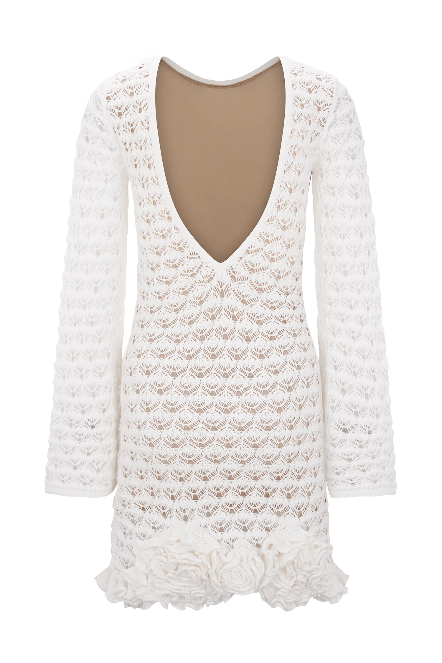 Aileen Ruffle Crochet Mini Dress - Ivory | Meshki (APAC)