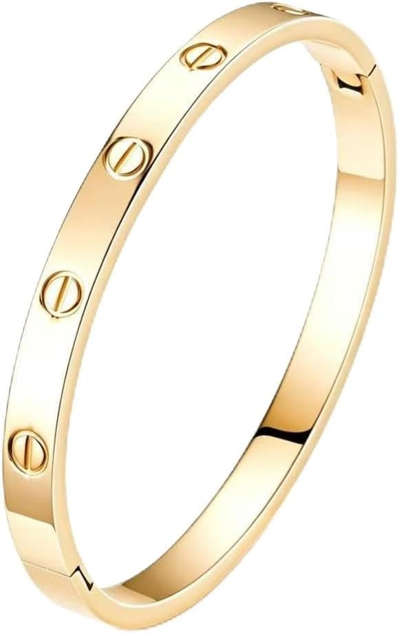 Pliamo Love Bracelet For women,Gold Stainless Steel Bangle,Ideal Gift for Birthday Christmas Valentine's Day Mother's Day | Amazon (US)