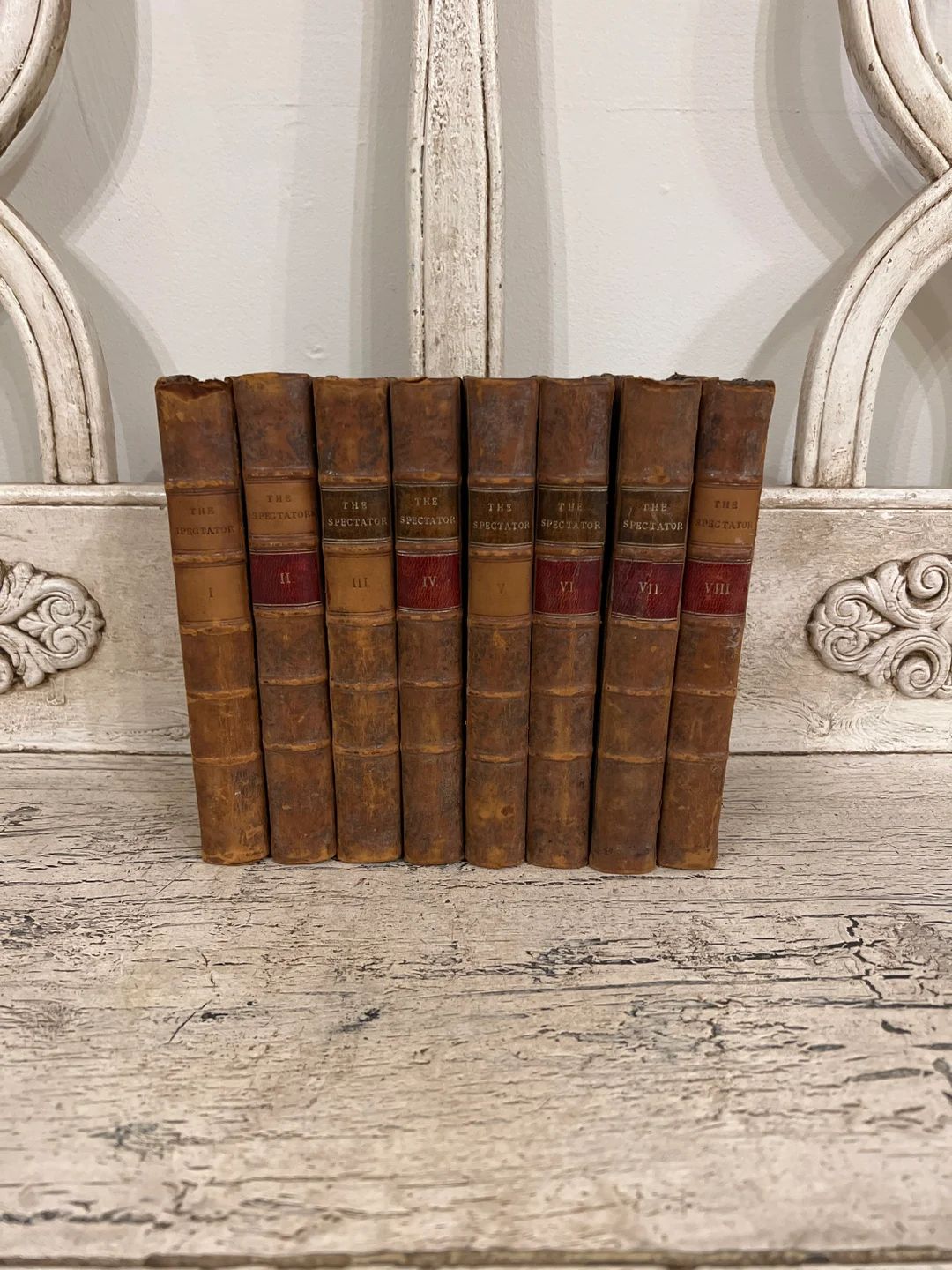 Antique Leather Book Set - The Spectator in 8 Volumes - 1767 - Tattered, Distressed, Beautiful | Etsy (US)