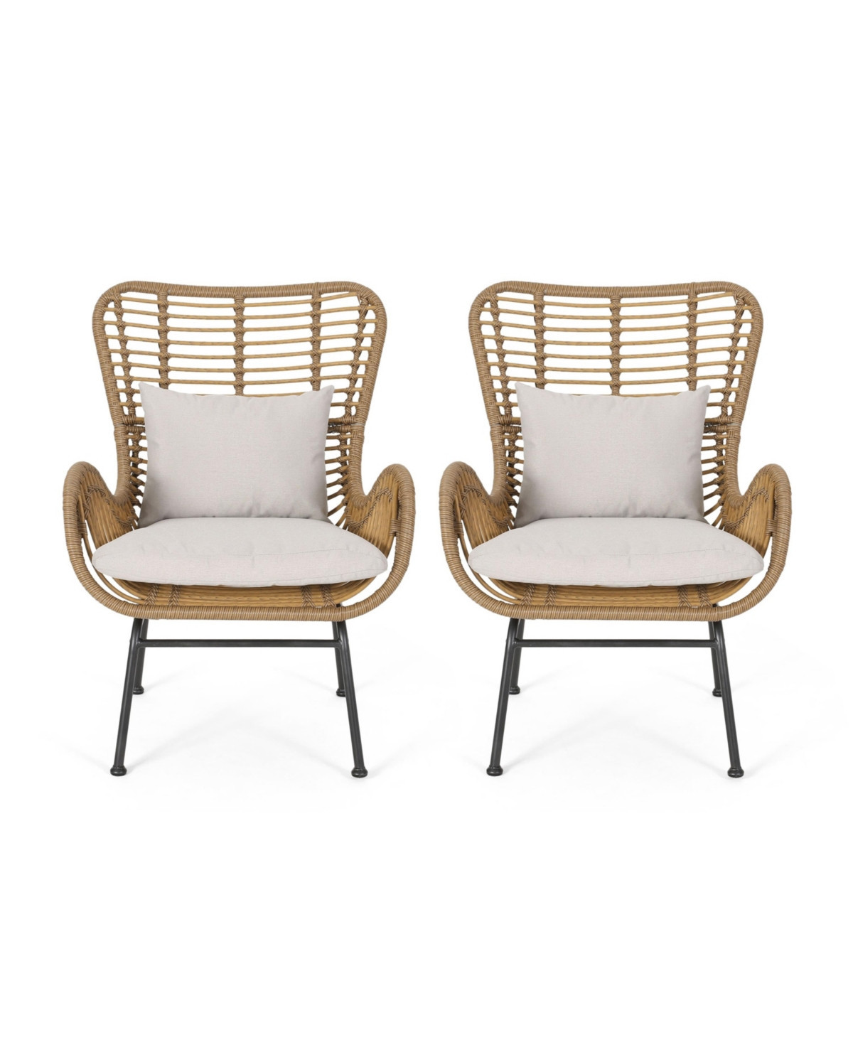 Streamdale Modern Rattan Chair With Curved Seating And Cozy Cushions - Beige brown | Macy's