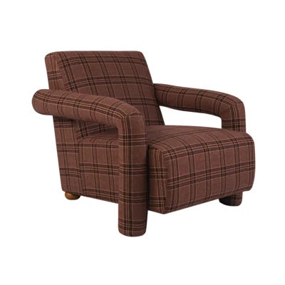 Plaid Upholstered Lounge Chair in Plywood and Brown Polyurethane | Wayfair North America