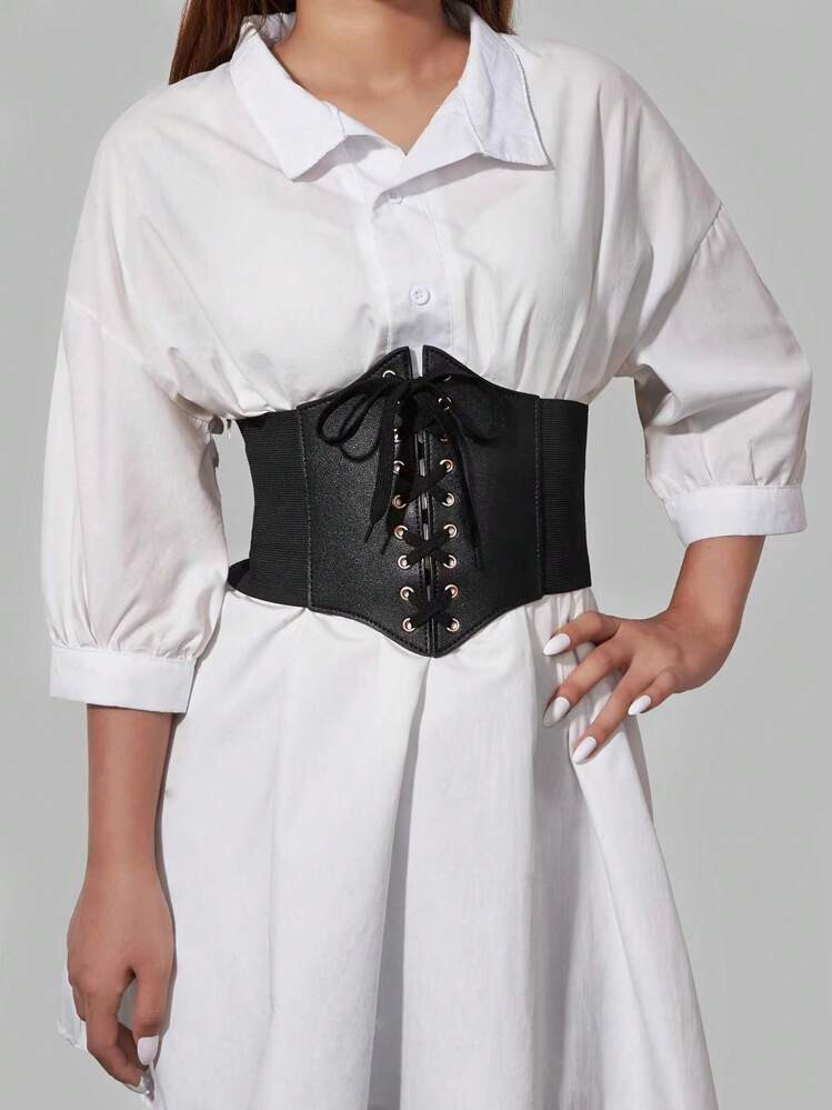 1pc Women Black Lace-Up Corset Belt For Dress Decoration Halloween | SHEIN