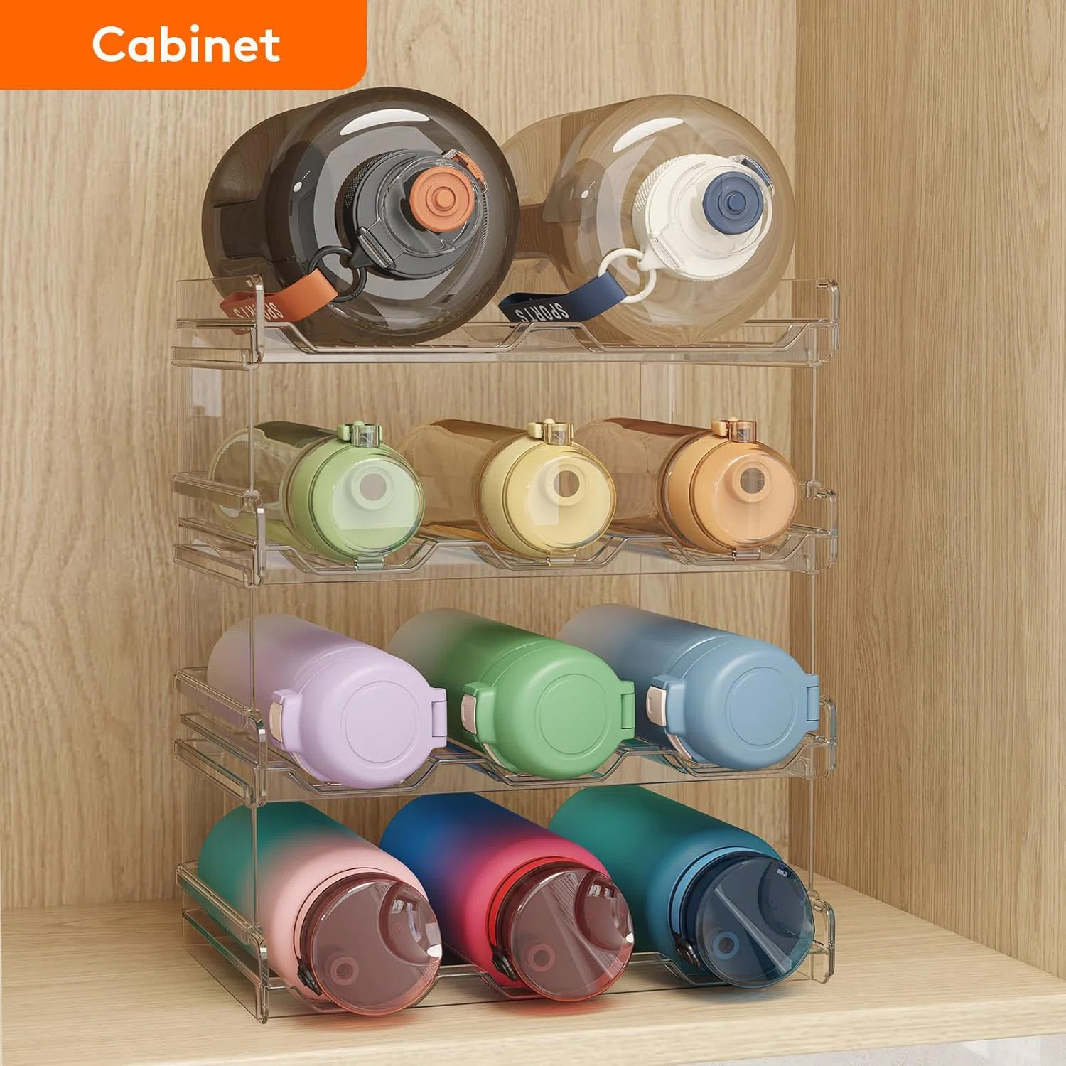Stackable Water Bottle Organizer for Kitchen, Cabinet, Pantry, Extra Large Bottle, Hold 11 Bottle... | Wayfair North America