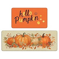 Collive Pumpkin Fall Kitchens Rugs Set of 2, Orange Anti Fatigue Mats for Kitchen Floor Non Slip,... | Amazon (US)
