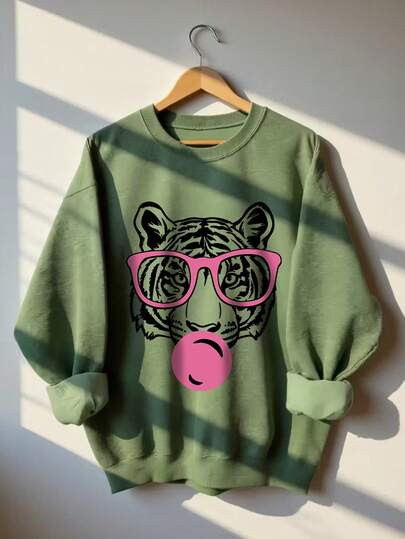 1pc Tween Girl Casual Printed Pullover Crew Neck Sweatshirt, Autumn/Winter Student Young Clothing... | SHEIN