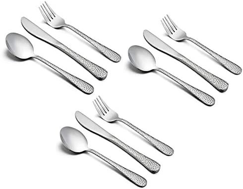 9-Piece Toddler Kids Silverware Flatware Set, HaWare Stainless Steel Hammered(Adult Look) Prescho... | Amazon (US)