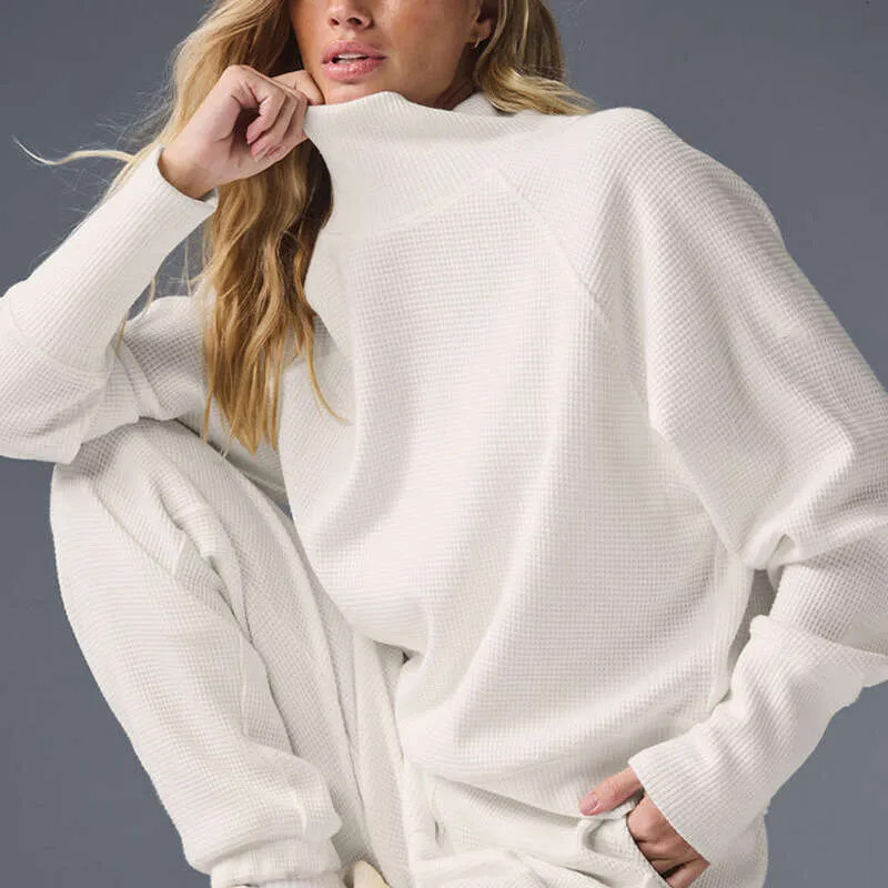New Waffle Collar Hoodie Long Sleeve High Waist Casual Versatile Leg Tights Fitness | DHGate