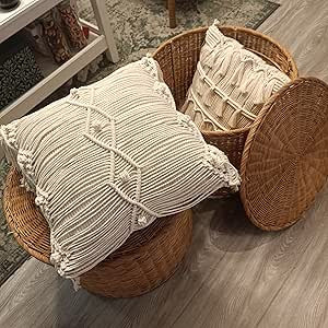 kiido Throw Pillow Covers Macrame Cushion Case Woven Boho Comfy Square Pillow Cases with Tassels ... | Amazon (US)