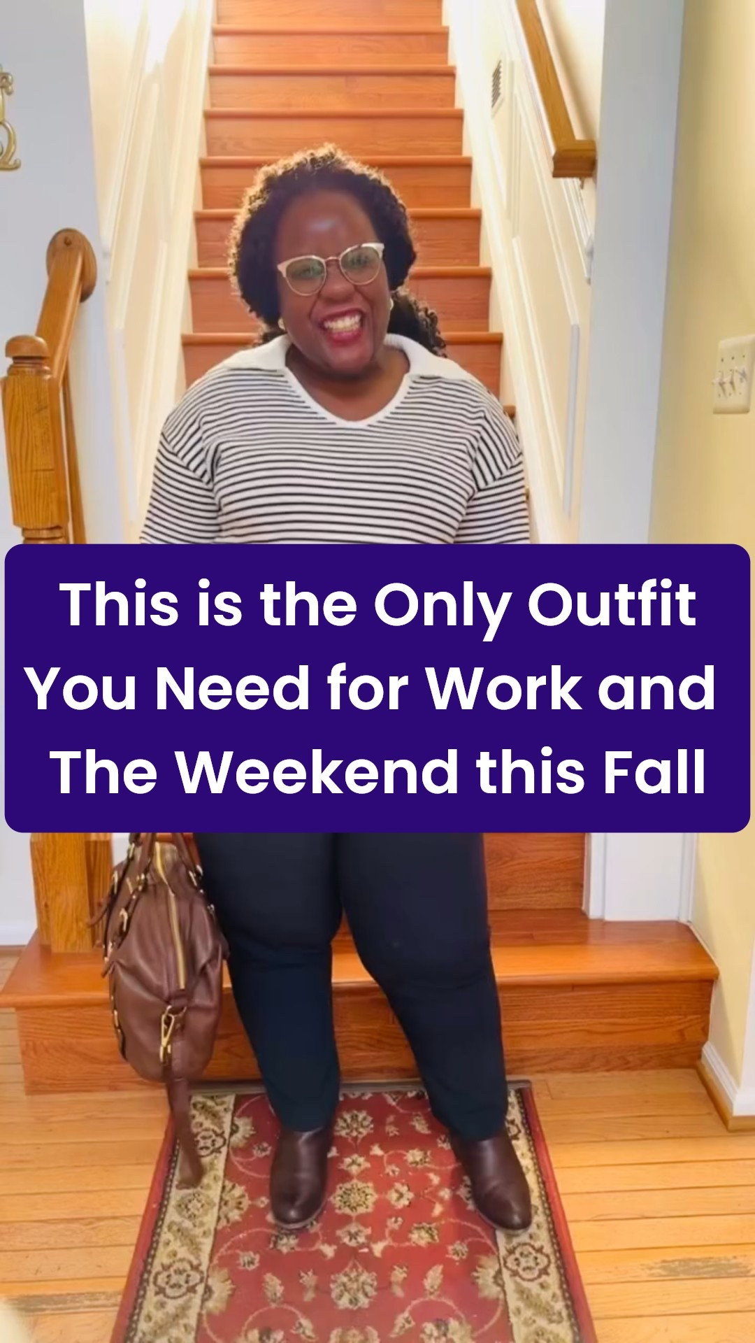Happy Friday!  If you’re looking for an easy outfit that works for work and play this Fall, you can’t go wrong with a sweater, slacks, boots, and a matching bag.  Versatile and appropriate for many occasions. 👌🏾 

Save this reel for the next time you feel like you have nothing to wear.

#falloutfitidea#sizeinclusivefashion#petitefashion#midsizeoutfit#stripedsweaters 

Midsize outfits, event outfits, outfit inspo, curvy outfits, size 14 style, curvy fashion, midsize style, petite style, body positive woman, self love blog, curvy looks, attorney style, stylist tips, professional styling, affordable midsize style, wardrobe essentials , capsule wardrobe, closet cleanout, closet edit, effortless style, midsize looks, midsize outfits, attorney outfits, affordable outfits, black personal stylist, attorney looks, size inclusive fashion, holiday styling, style tips, petite workwear, lawyer look, capsule wardrobe, petite look, fall outfit inspo