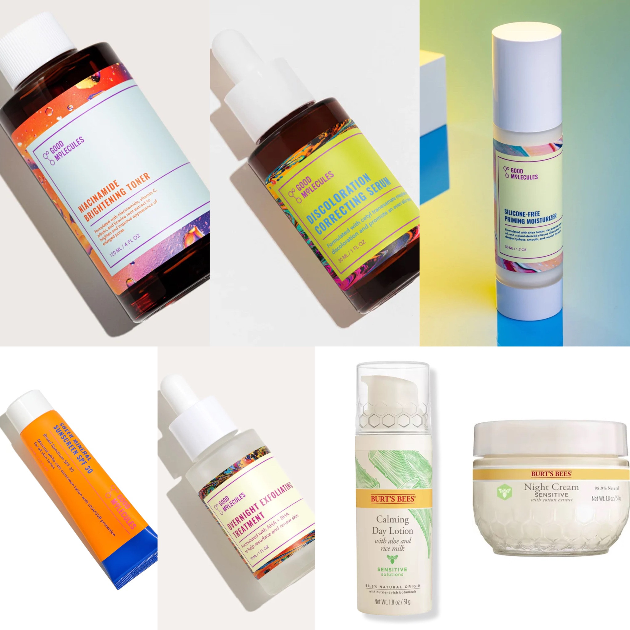 My favorite Affordable skincare products: Tonic, discoloration correcting serum, moisturizer,  sunscreen and night exfoliating treatment ❤️ Mis productos favoritos para el cuidado de la piel: Tónico, suero corrector de decoloración, crema hidratante y protector solar ❤️#goodmolecules #burtsbees 

#LTKFind #LTKbeauty #LTKunder50