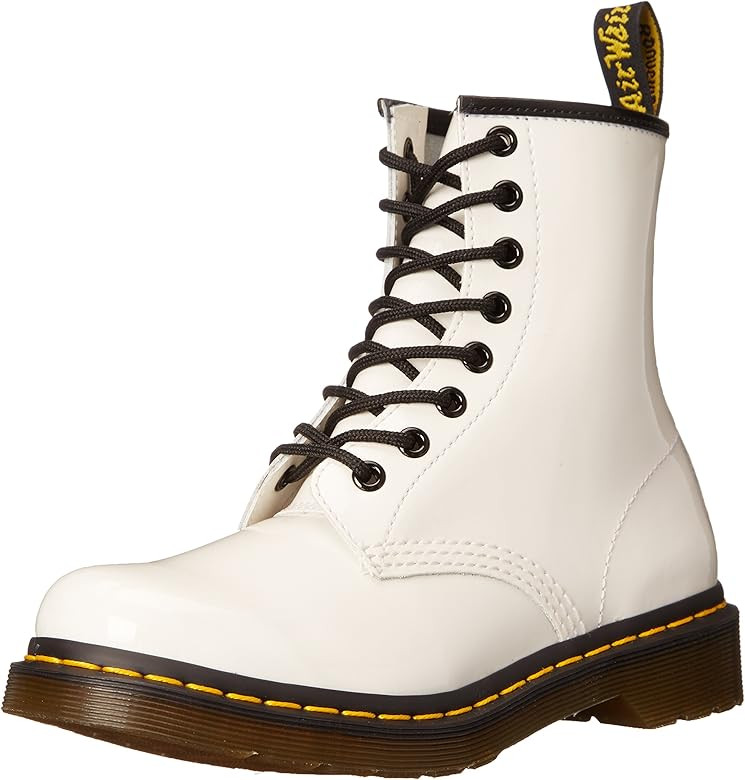 Dr. Martens Womens 1460W Originals Eight-Eye Lace-Up Boot, White Patent Leather, 6 M US/ 4 UK | Amazon (US)