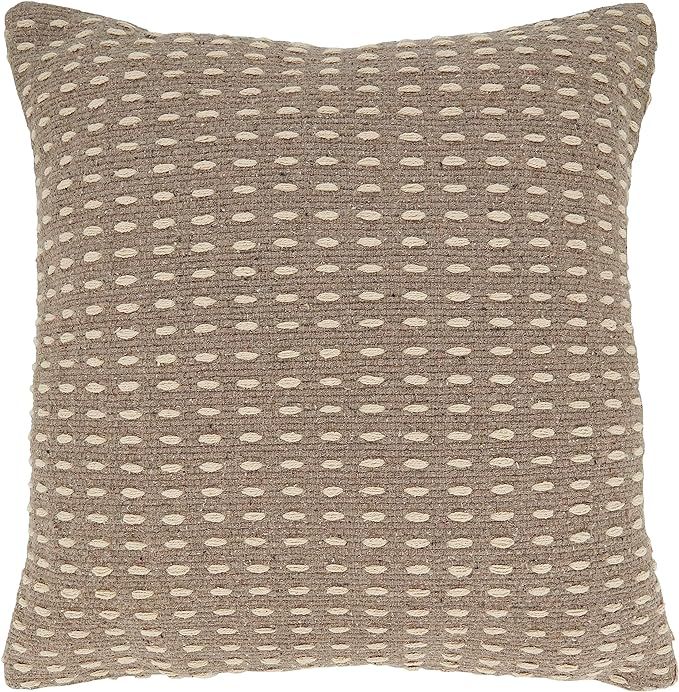 SARO LIFESTYLE Geometric Glam Dashed Woven Throw Pillow Cover, Grey, 20" | Amazon (US)