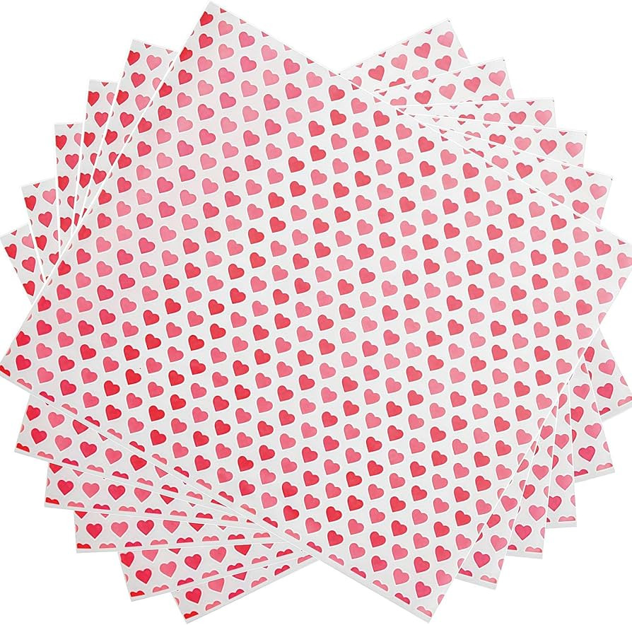 Zezzxu 100 Sheets Valentine's Day Wax Paper for Food, Pink Heart Decorative Parchment Paper for C... | Amazon (US)