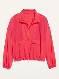 Oversized StretchTech Cropped Half-Zip Windbreaker Jacket for Women | Old Navy (US)