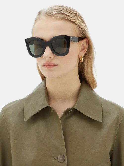 Celine Eyewear - Oversized Round Acetate Sunglasses - Womens - Black | Matches (US)