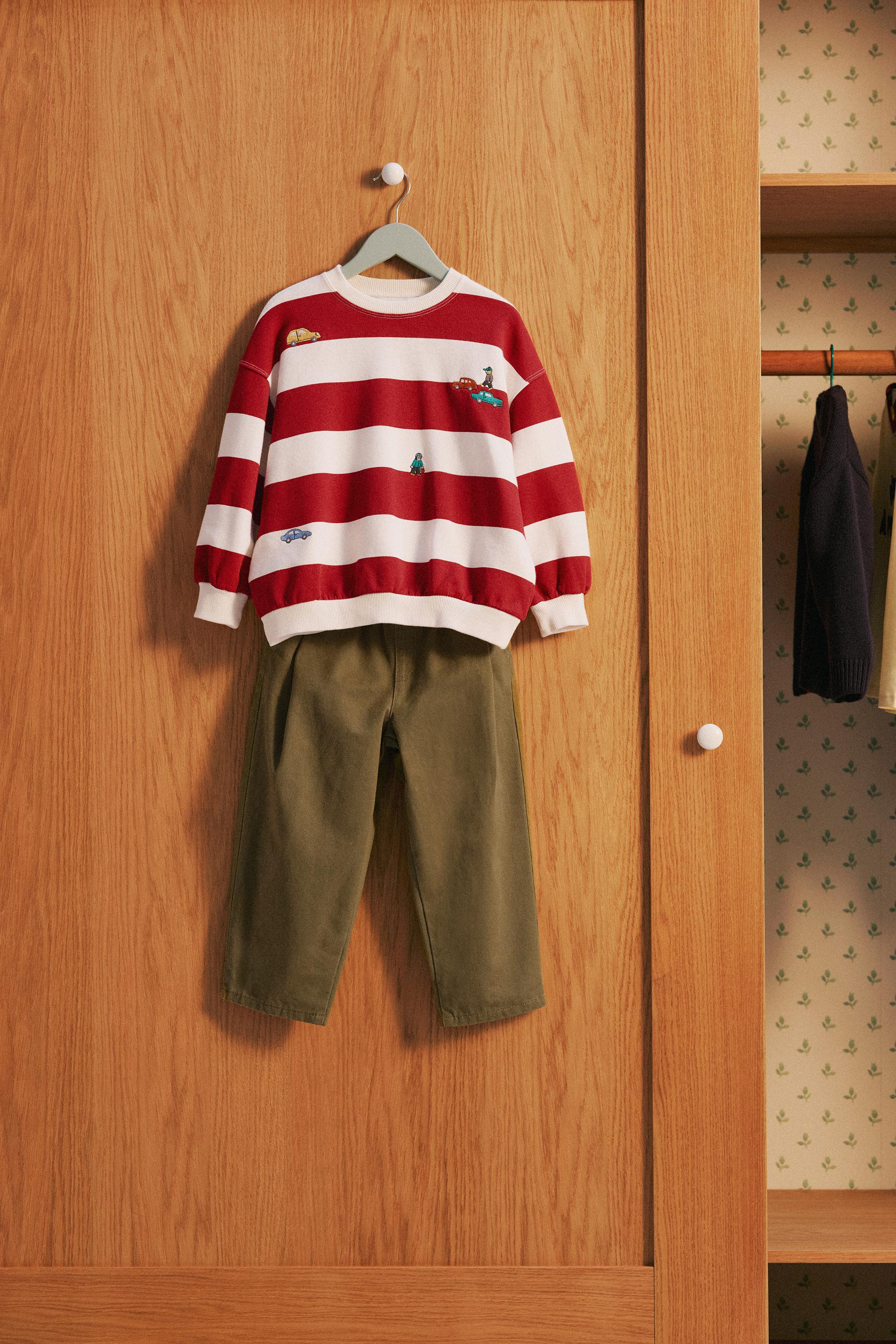 STRIPED EMBROIDERED SWEATSHIRT | Zara US