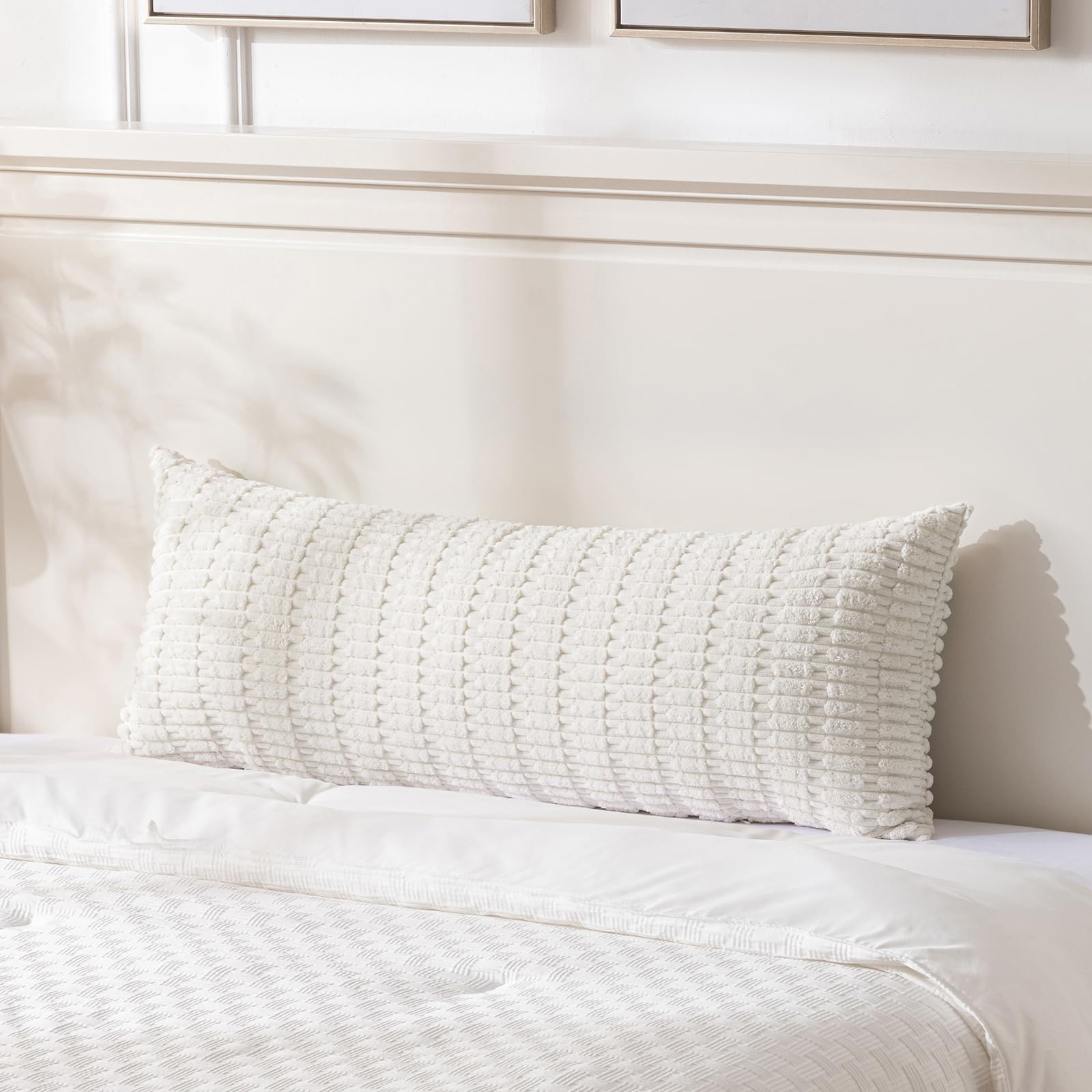 Fancy Homi Cream Boho Long Body Lumbar Decorative Throw Pillow Cover 14x36 Inch for Bed Couch Bed... | Amazon (US)