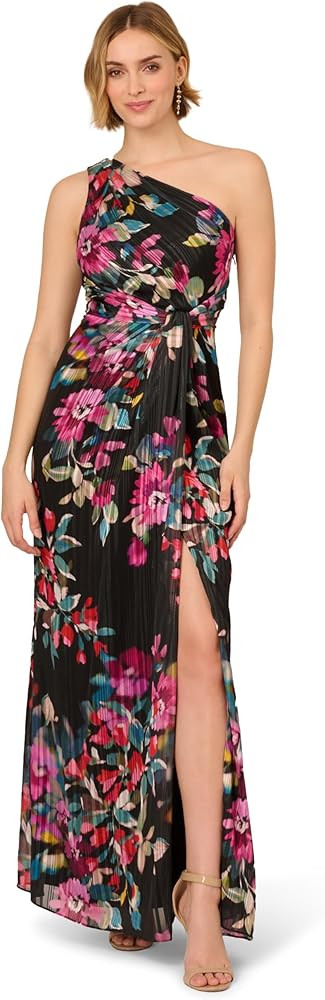Adrianna Papell Womens One Shoulder Floral Gown | Amazon (US)