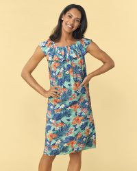 Womens Matching Family Tropical Ruffle Dress - mellow aqua | The Children's Place