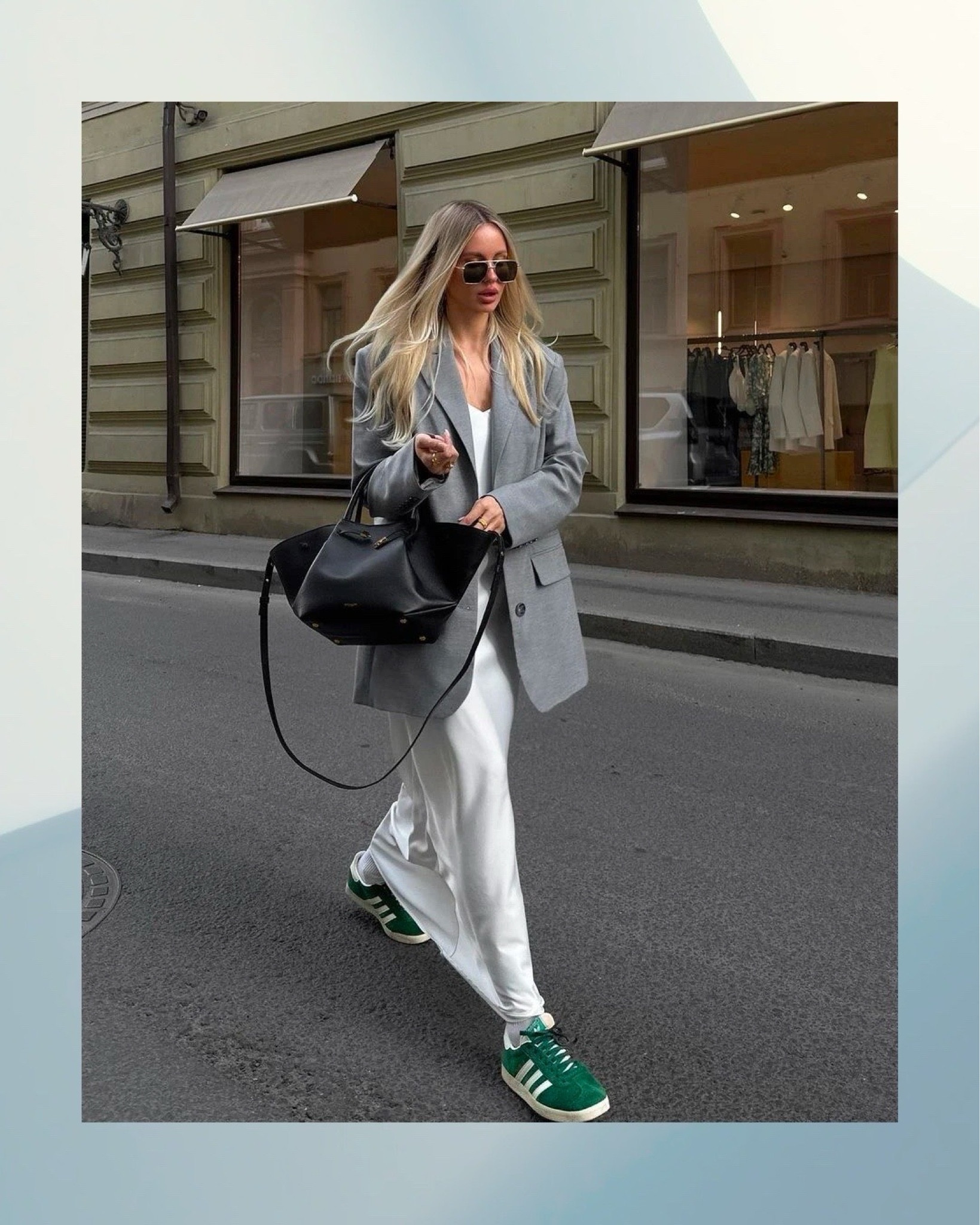 Fuse Comfort And Style With This Workwear Inspired Outfit - Even as the seasons shift, soccer sneakers maintain their top spot as a sought-after shoe style. Originating from the realm of sports, they’ve become a major part of everyday wear. Whether for relaxed day-to-day outfits or as a staple in workwear, soccer sneakers are revered for their uncomplicated yet fashionable allure. Even notable fashion influencers are integrating them into their sophisticated office looks. Take for example this influencer, effortlessly switching up her polished uniform – comprising of an oversized blazer and slip dress – with the addition of these versatile sneakers. // Continue reading on TheCoolHour.com

#LTKstyletip #LTKxMadewell #LTKxPrime