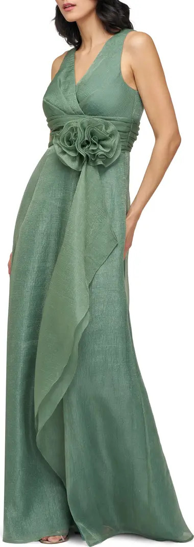 Della Rosette Detail Sleeveless Organza Gown | Nordstrom