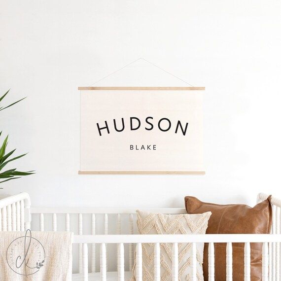 Custom Baby Name | Wall Hanging | Canvas Art | Personalized Baby Gift | Nursery Decor | Hudson Bl... | Etsy (US)