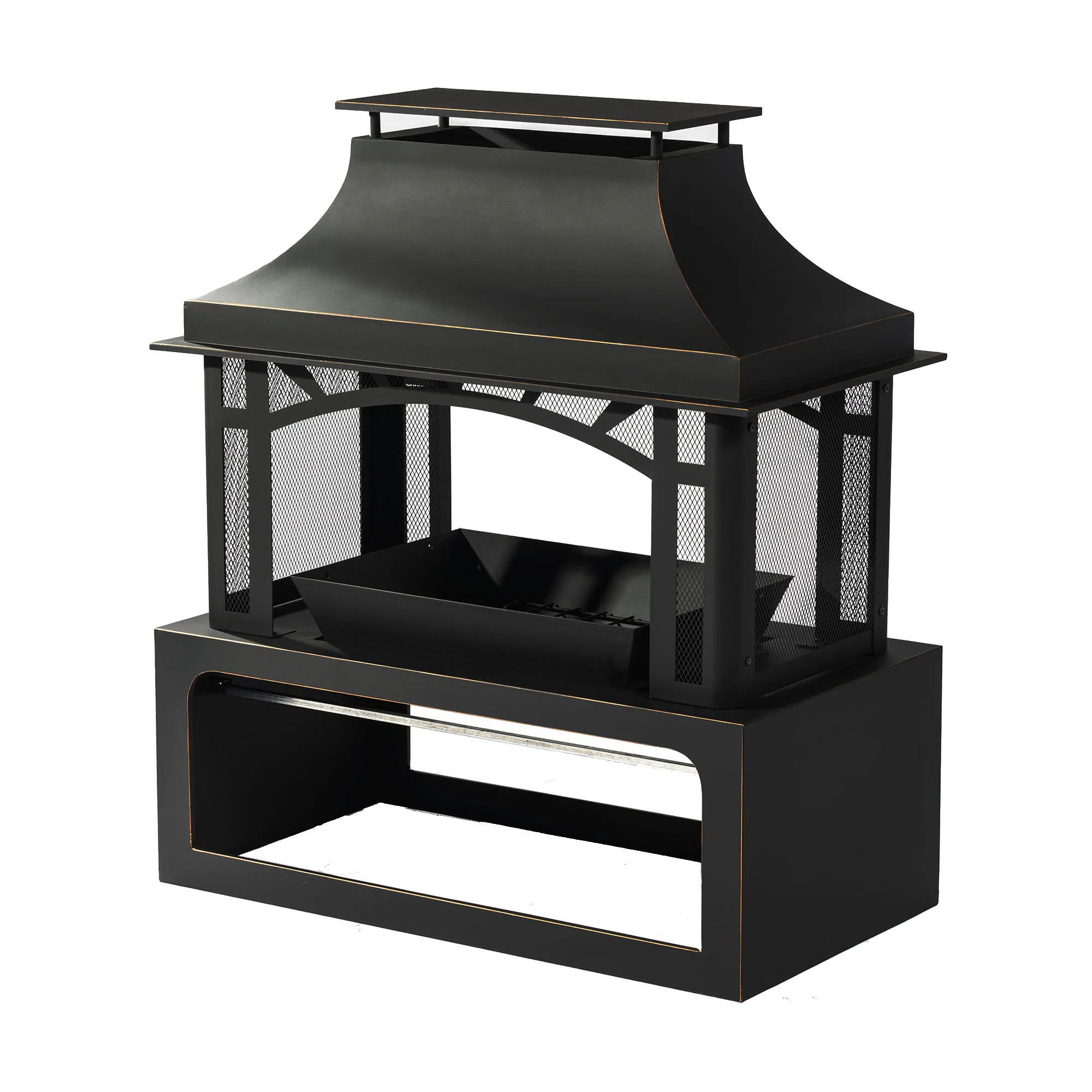 SINOFURN Wood-Burning Fire Pits 40-in W 50000 Maximum BTUs Steel Rectangle one_size in Black | SYA640122BK | Lowe's
