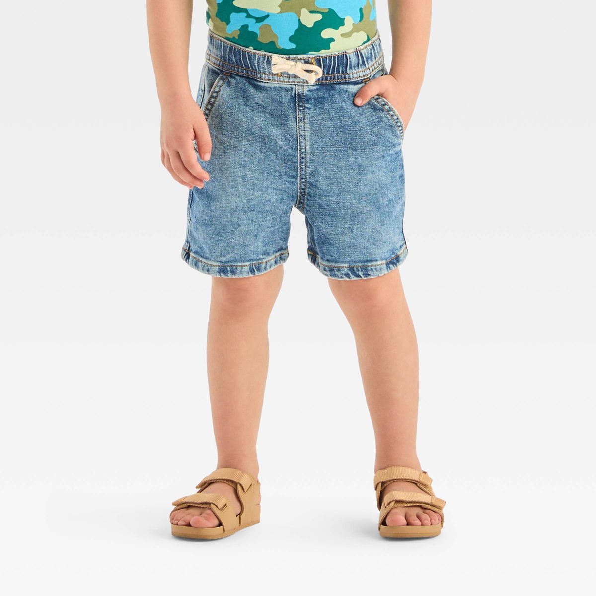 Toddler Boys' Pull-On Denim Above Knee Shorts - Cat & Jack™ Medium Wash 18M | Target