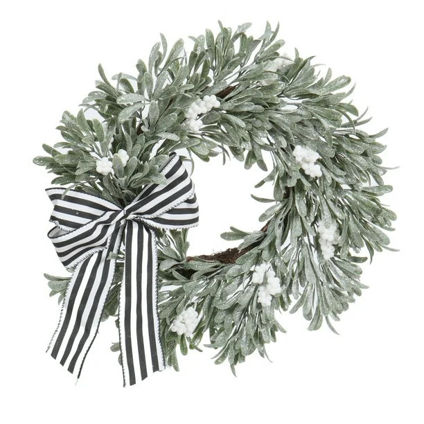 Holiday Time White Berry Greenery Un-Lit Christmas Wreath, 24" - Walmart.com | Walmart (US)