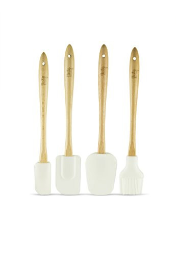 Flirty Kitchens Beech Wood Silicone Spatula (Set of 4), White | Amazon (US)