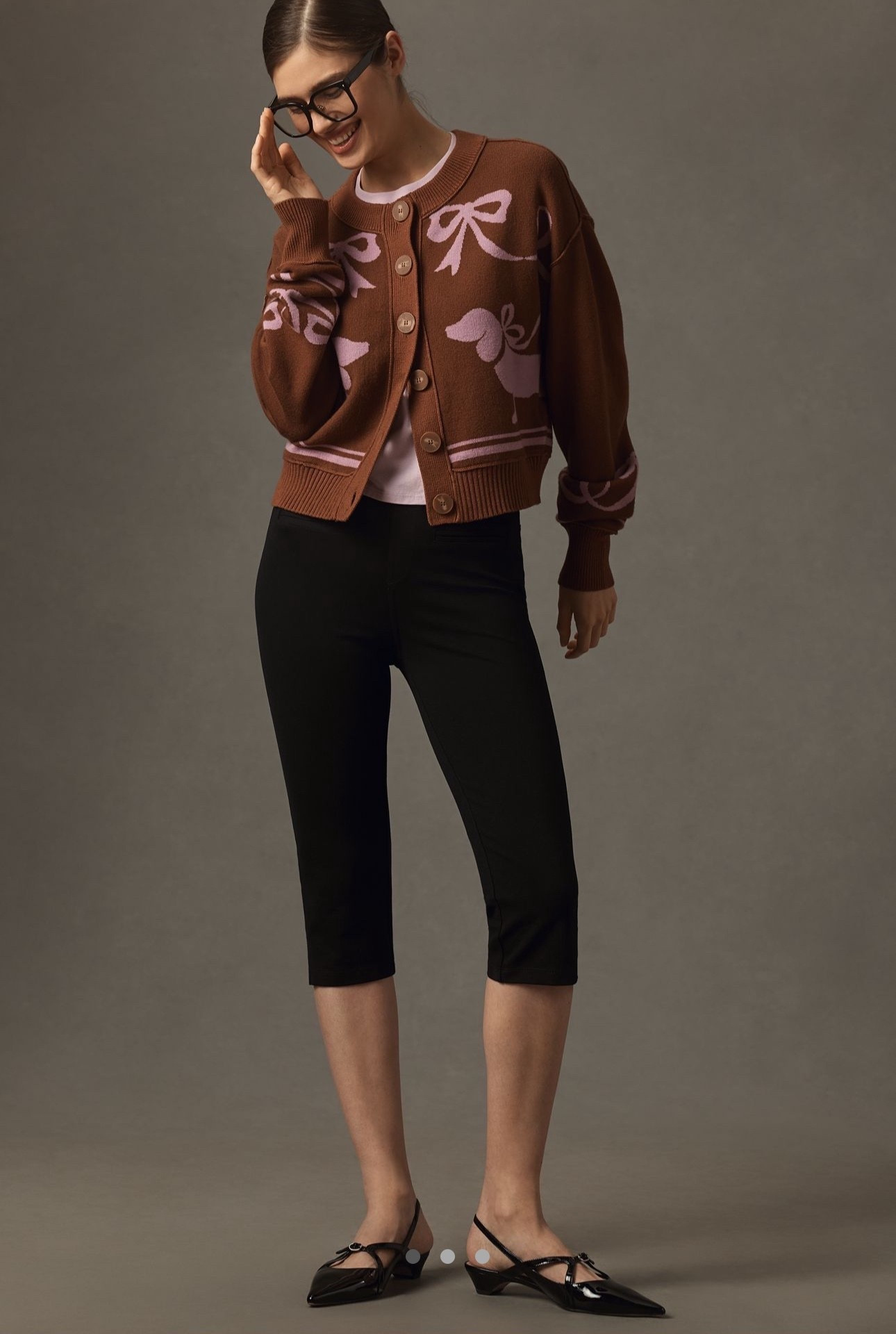 Anthropologie: The Sutton Cardigan Sweater by Maeve. And yes, it has weiner dogs! 

Add a touch of coziness to your close-knit circle with the Sutton Compact Cardigan Sweater, a slightly cropped style with wide ribbed edges, drop shoulders, and contrasting buttons down the front.


#LTKValentine #LTKootd #LTKSeasonal