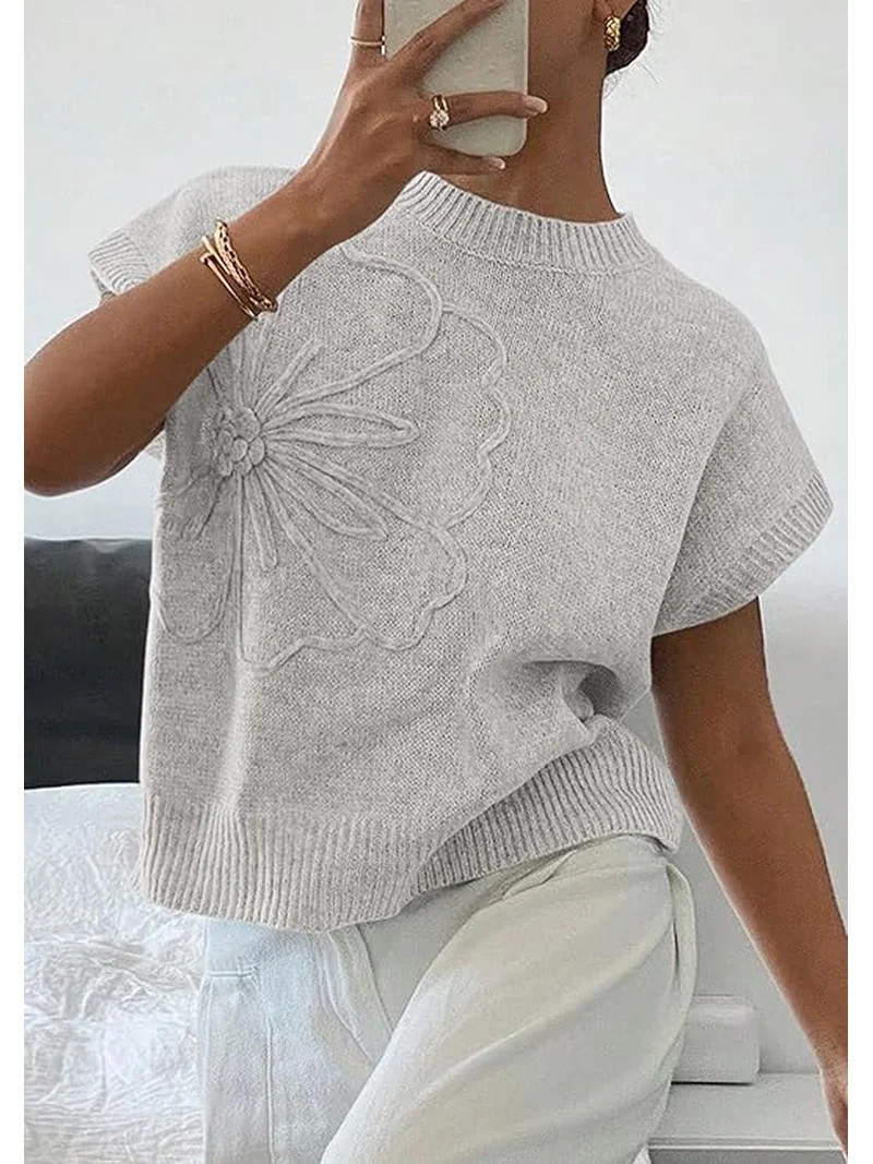 PRETTYGARDEN Women's Spring Sweater Vest Trendy Flower Knit Short Sleeve Cute Pullover Tank Tops ... | Walmart (US)