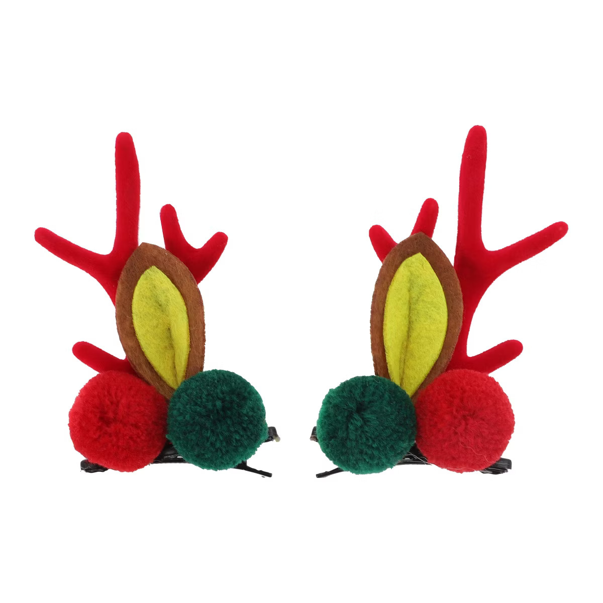 Unique Bargains Christmas Hair Clips Antlers Hairball for Christmas 2.95"x1.77" Red 1 Pair | Target