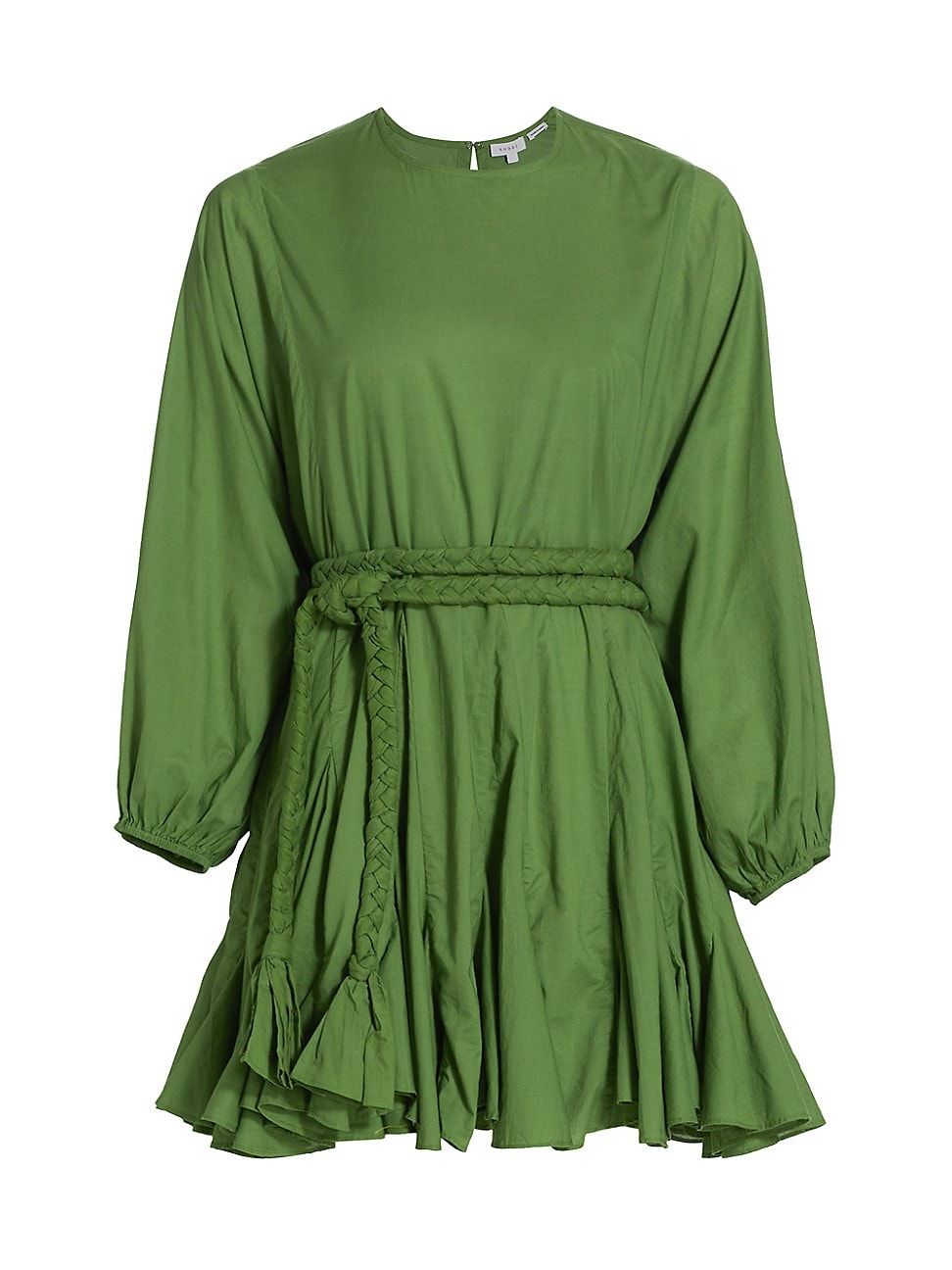 Women's Ella Braided Belt Fit-&-Flare Minidress - Grass Green - Size Medium | Saks Fifth Avenue