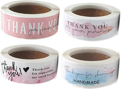 480PCS Thank You Stickers for Small Business - 1x3 Inch Pink Sealing Labels for Packaging, Delive... | Amazon (US)