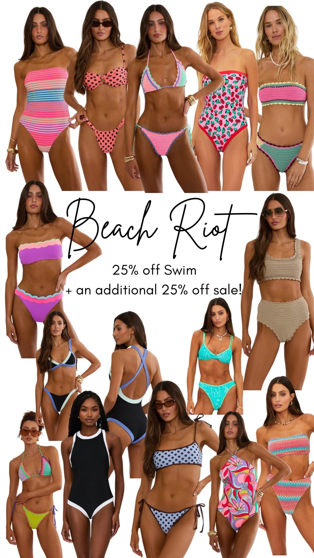 Beach Riot Sale! 
25% off swim + an additional 25% off sale! 
(limited time)

#LTKSaleAlert #LTKSwim