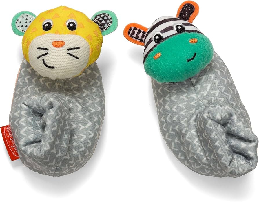 Infantino Foot Rattles, Zebra & Cheetah, Soft Baby Sock Rattles - Encourages Hand-Eye Coordinatio... | Amazon (US)
