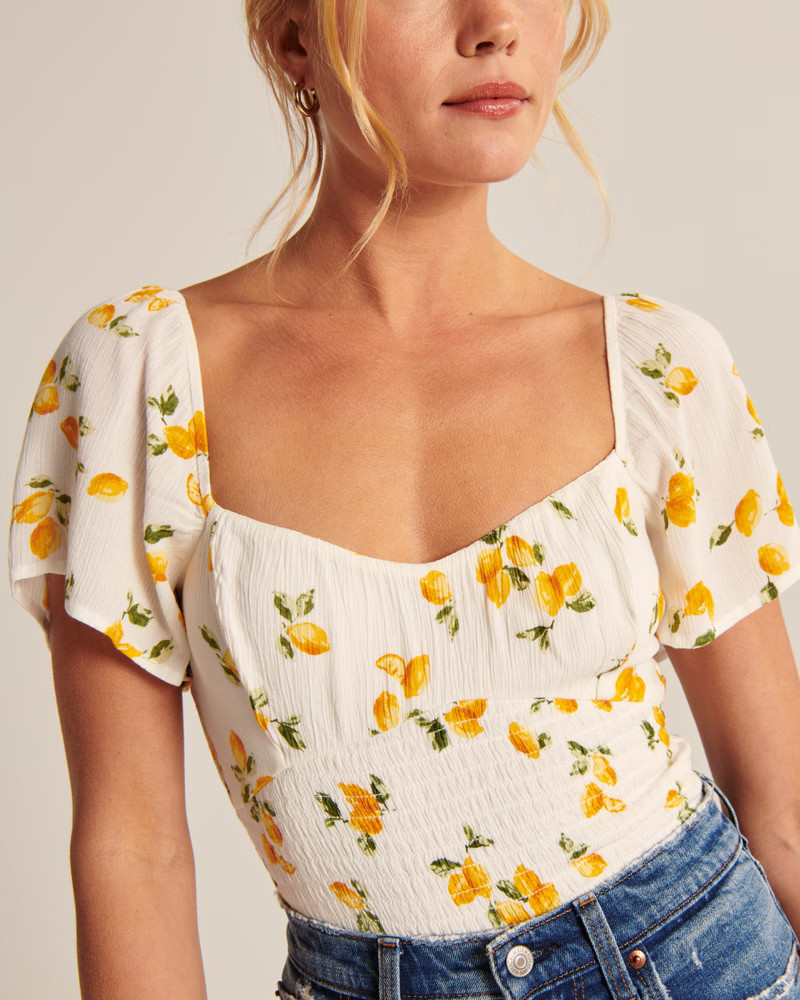 Ruched Smocked Waist Top | Abercrombie & Fitch (US)
