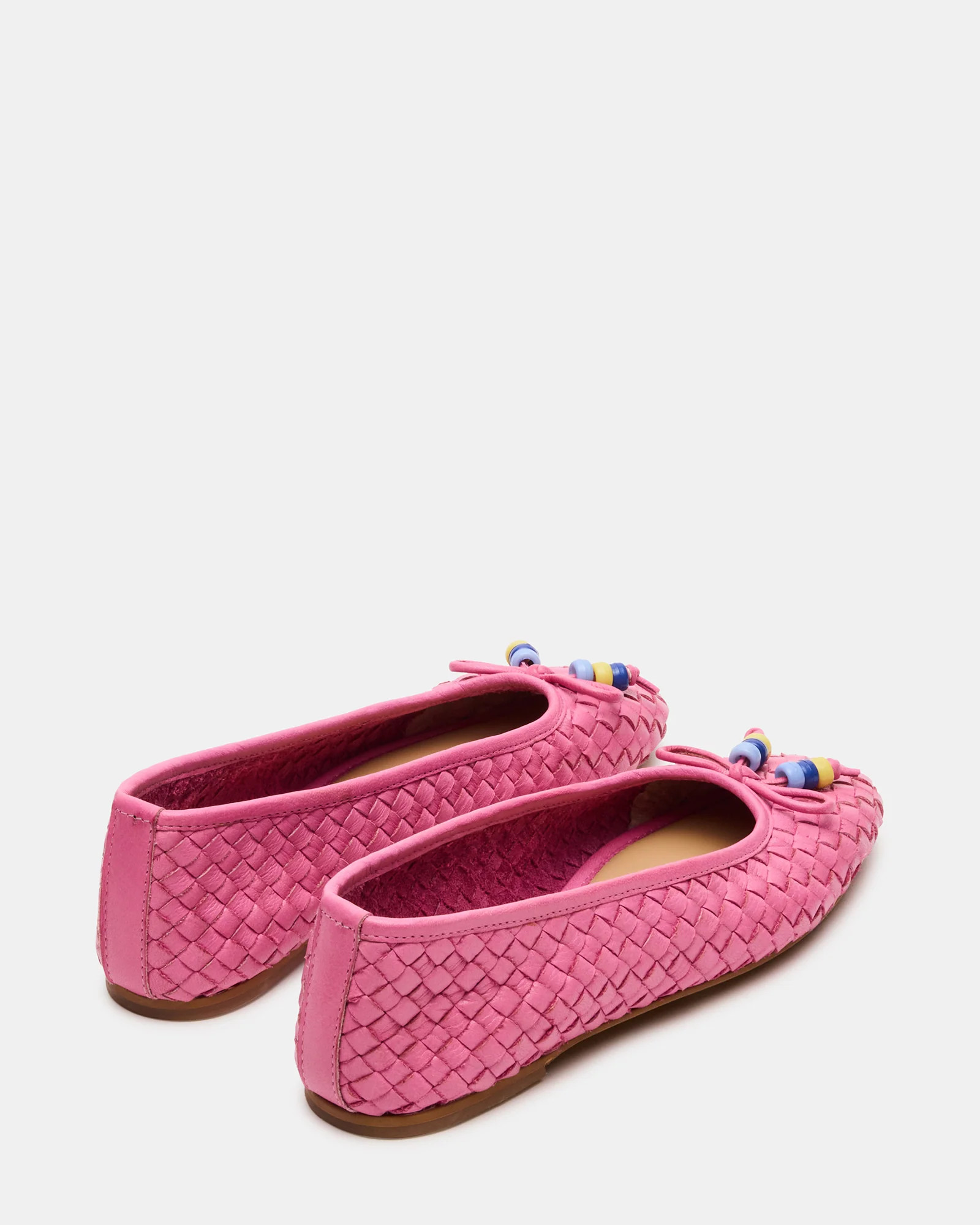 DIVY Pink Leather Woven Bow Ballet Round-Toe Women's Flat | Steve Madden (US)