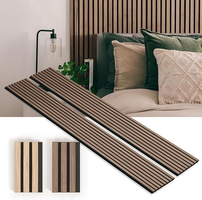 Kansoware Two Acoustic Wood Wall Veneer Slat Panels - Walnut | 94.49 x 12.6" Each | 16.54 sq ft. ... | Amazon (US)