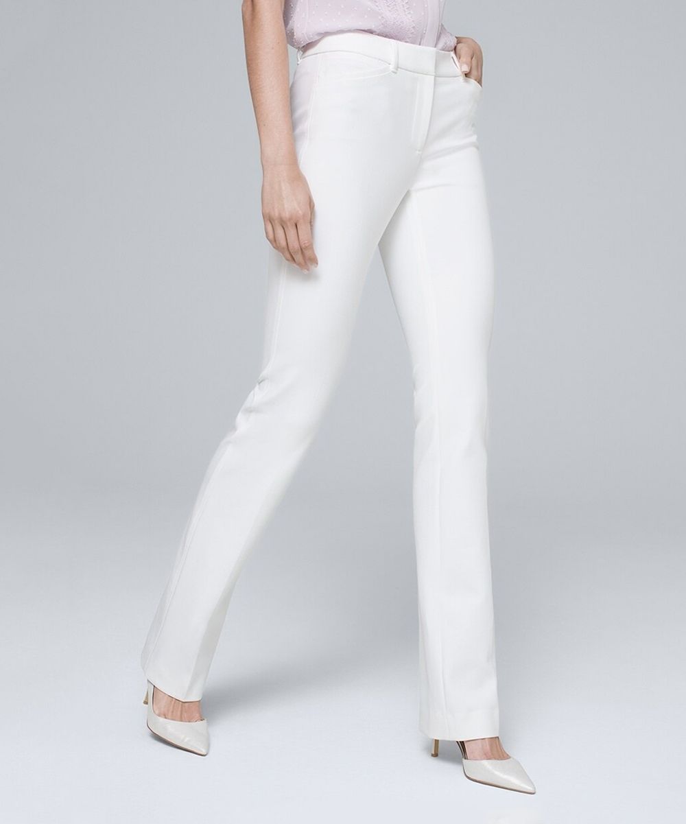 White House Black Market Women's Casual Pants White - White Comfort Stretch Slim Pants - Women | Zulily