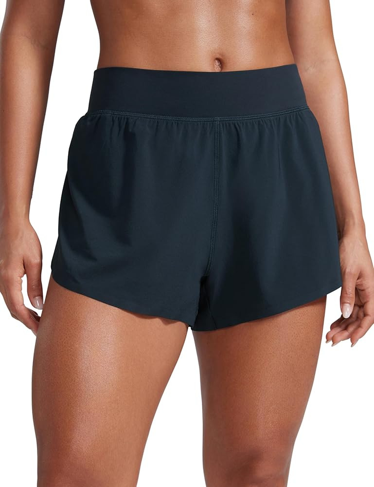 CRZ YOGA High Waisted Split Running Shorts for Women 3" - Comfy Mesh Liner for Workout Athletic G... | Amazon (US)