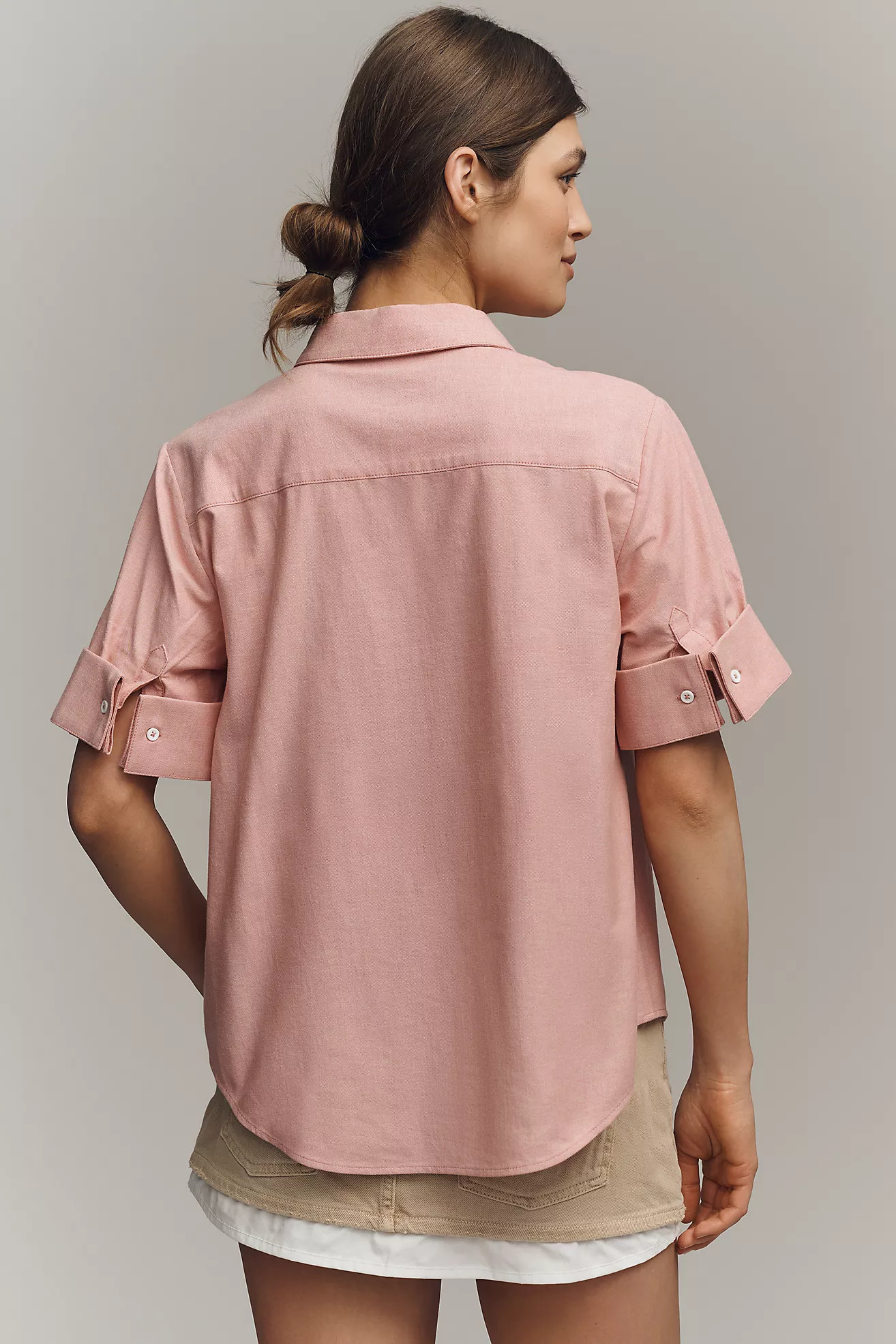 Maeve Rolled-Sleeve Oxford Buttondown Shirt | Anthropologie (US)