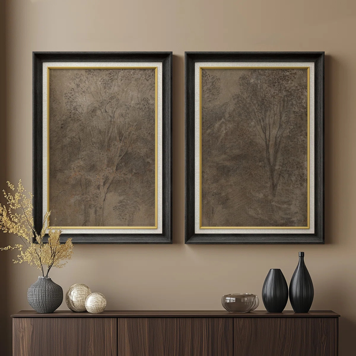 Set of 2 Premium Framed Art Artworks on Premium Canvas with 26"x36" Frame (Set of 2) | Wayfair North America