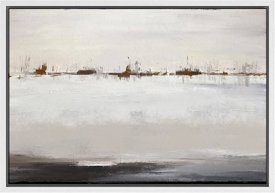 SIGNWIN Framed Canvas Print Wall Art Gray White Grunge Color Field Landscape Abstract Shapes Illu... | Amazon (US)
