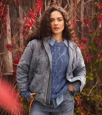 Women's Quilted Tencel Jacket - Blue Acid Rinse | Hatley