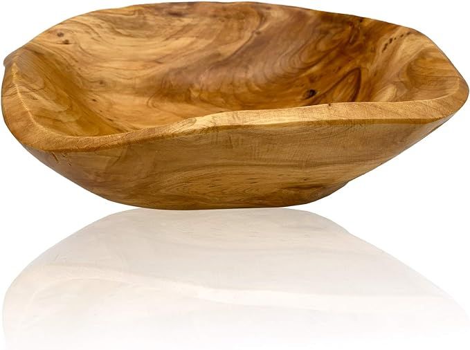 Wood Bowl(10"-12"), Handmade Natural Root Carved Bowl, Wood Crafts Bowl Serving for Fruit, Salad,... | Amazon (US)