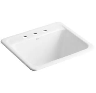 Glen Falls 25" Single Basin Undermount or Drop In Cast Iron Utility Sink with Three Faucet Holes | Build.com, Inc.