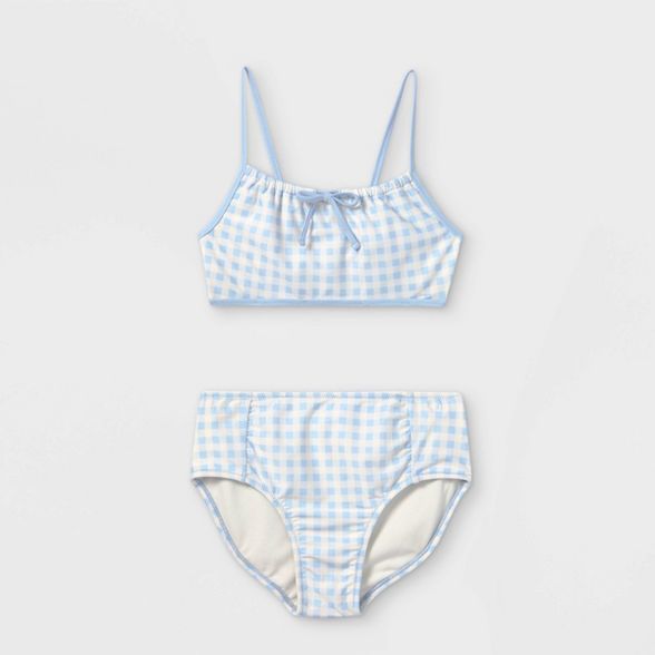 Girls' Gingham High Waist 2pc Bikini Set - Cat & Jack™ Blue | Target