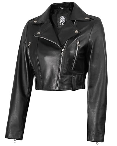 Decrum Leather Cropped Jacket - Crop Women's Leather Jackets | [1318824] Colleen Black, L | Amazon (US)